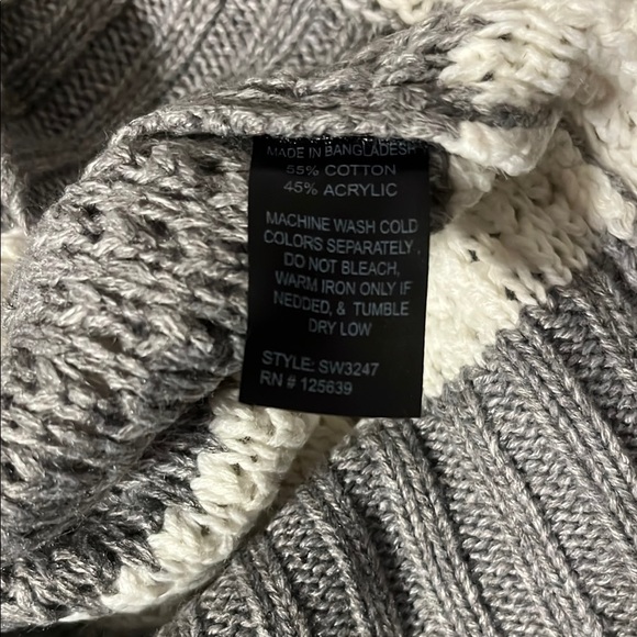Yoki Gray and Cream Cowl Neck Sweater - Picture 7 of 7